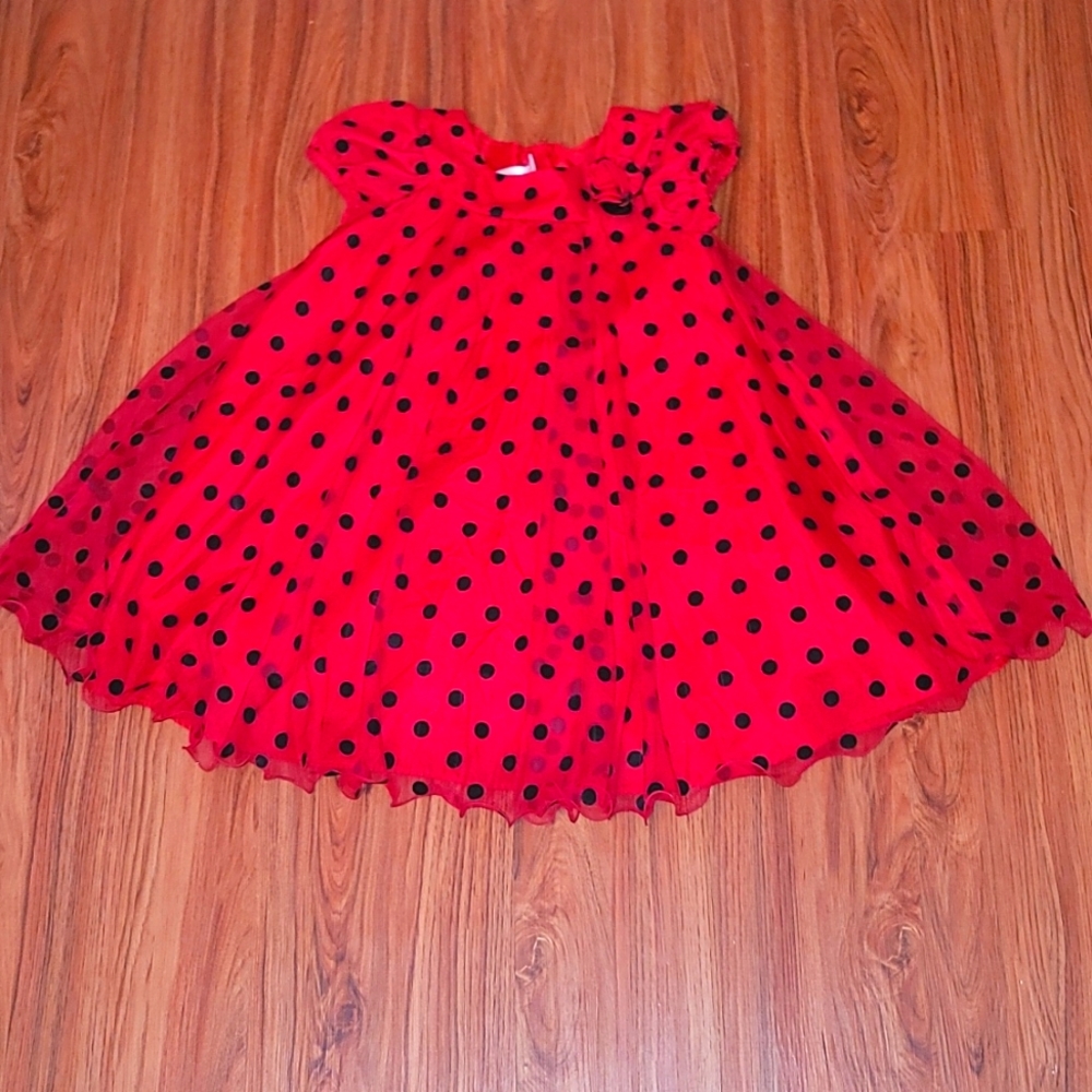 New no tags red dress with black velvet pokla dots  Sz 6 - Picture 5 of 10